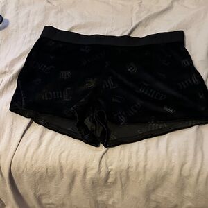 Juicy Couture Black Logo Velvet Shorts